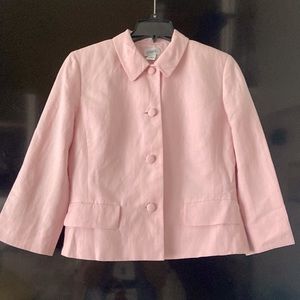 LINEN BLEND BLAZER PEA JACKET SEMI- CROPPED